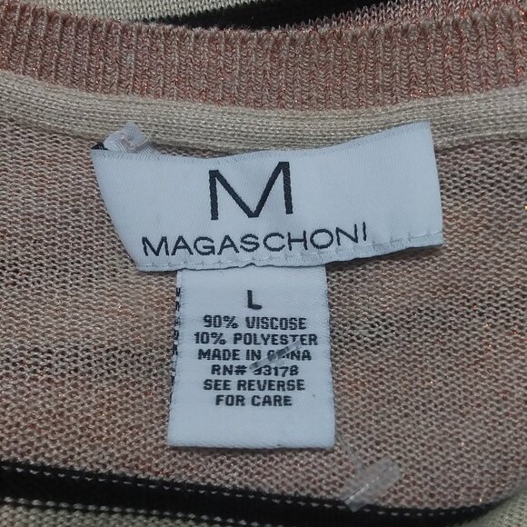 M Magaschoni Sweater Metallic Rose Gold Stripe Sweater Womens Large - Picture 4 of 11